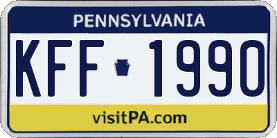 PA license plate KFF1990