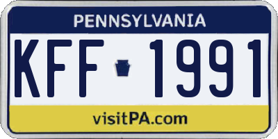 PA license plate KFF1991