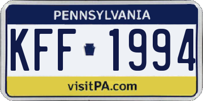 PA license plate KFF1994