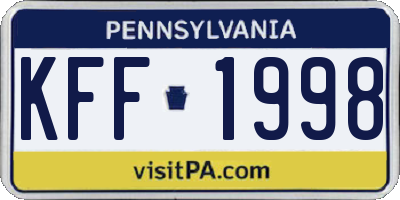 PA license plate KFF1998