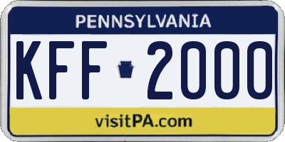 PA license plate KFF2000