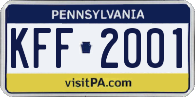 PA license plate KFF2001