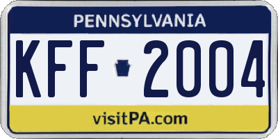PA license plate KFF2004