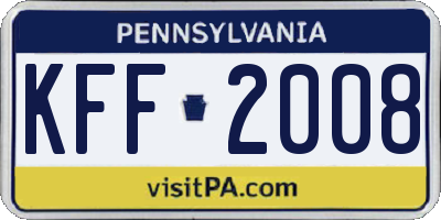 PA license plate KFF2008