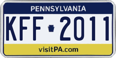 PA license plate KFF2011