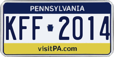 PA license plate KFF2014