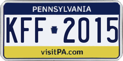 PA license plate KFF2015