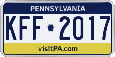 PA license plate KFF2017