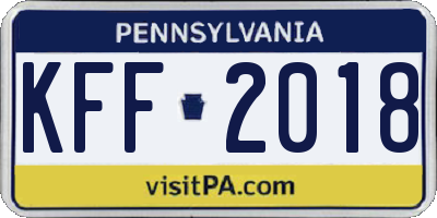 PA license plate KFF2018