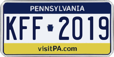 PA license plate KFF2019
