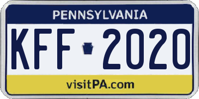 PA license plate KFF2020