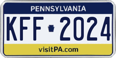 PA license plate KFF2024