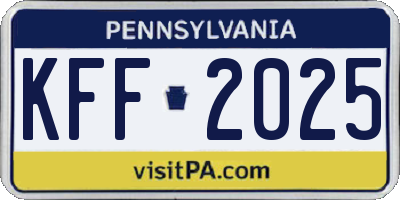 PA license plate KFF2025