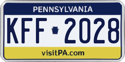 PA license plate KFF2028