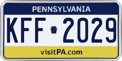 PA license plate KFF2029