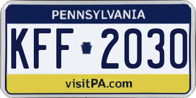 PA license plate KFF2030