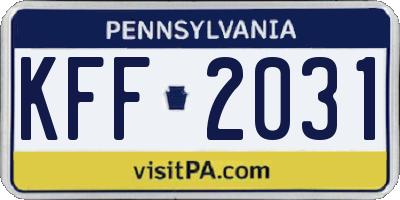 PA license plate KFF2031