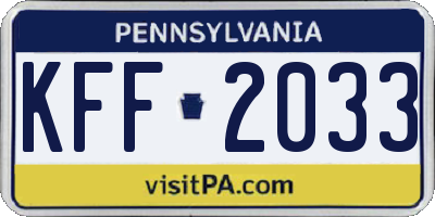 PA license plate KFF2033