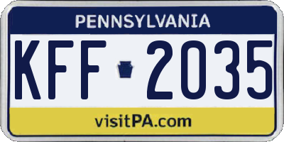 PA license plate KFF2035