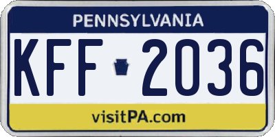 PA license plate KFF2036