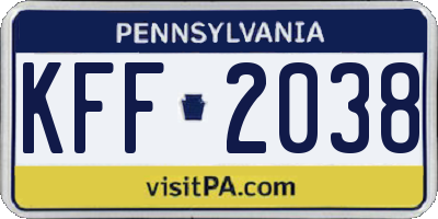 PA license plate KFF2038
