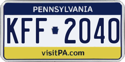 PA license plate KFF2040