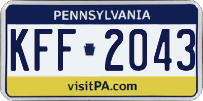 PA license plate KFF2043