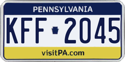 PA license plate KFF2045