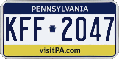 PA license plate KFF2047