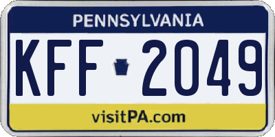 PA license plate KFF2049
