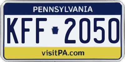 PA license plate KFF2050