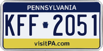PA license plate KFF2051