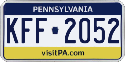 PA license plate KFF2052