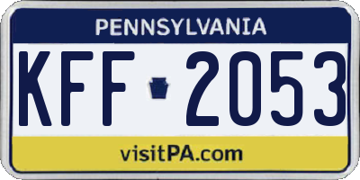 PA license plate KFF2053