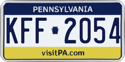 PA license plate KFF2054