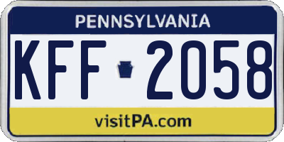 PA license plate KFF2058