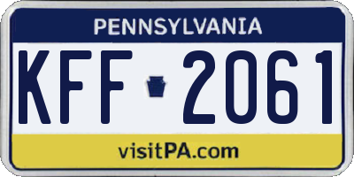 PA license plate KFF2061