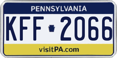 PA license plate KFF2066