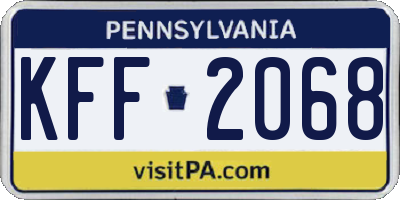PA license plate KFF2068