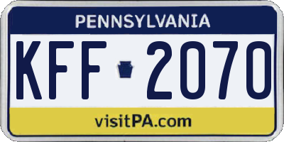 PA license plate KFF2070