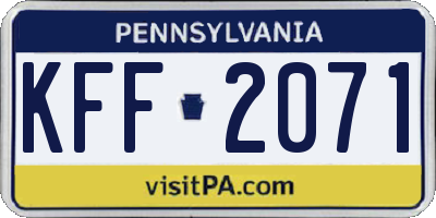 PA license plate KFF2071
