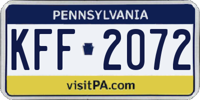 PA license plate KFF2072
