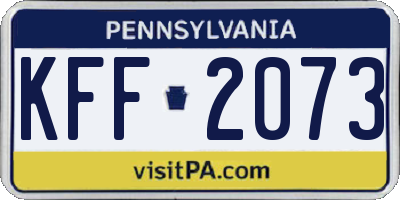PA license plate KFF2073