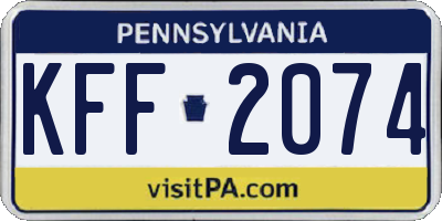 PA license plate KFF2074