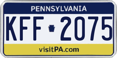 PA license plate KFF2075