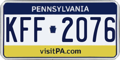 PA license plate KFF2076