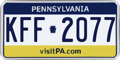 PA license plate KFF2077