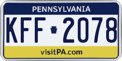 PA license plate KFF2078
