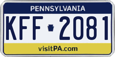 PA license plate KFF2081