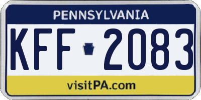PA license plate KFF2083